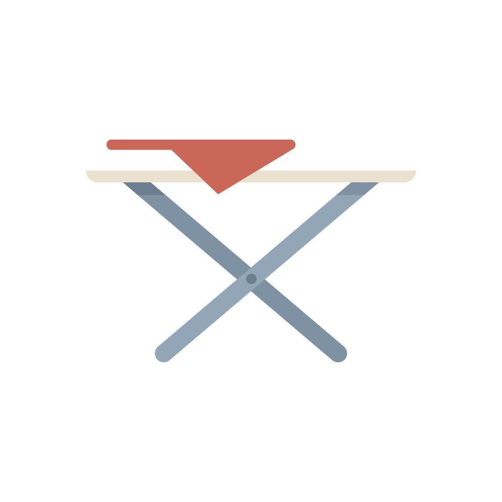 Ironing board holding red cloth minimalist illustration on white background vector