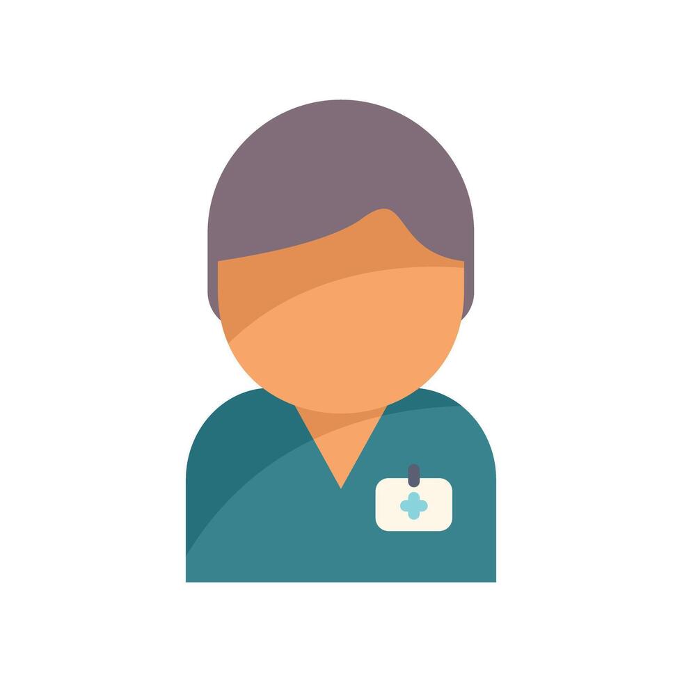 Male nurse wearing scrubs with a blank badge is smiling vector