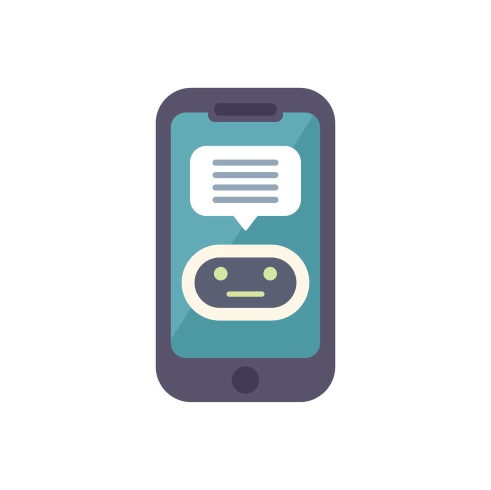 Chatbot app displaying on smartphone screen for mobile messaging vector