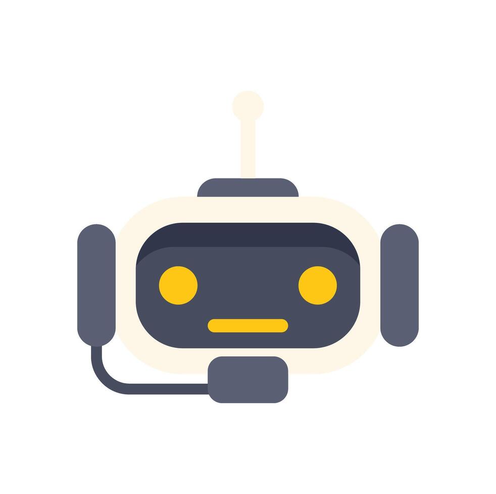 White and grey friendly chatbot with antenna and microphone is listening vector