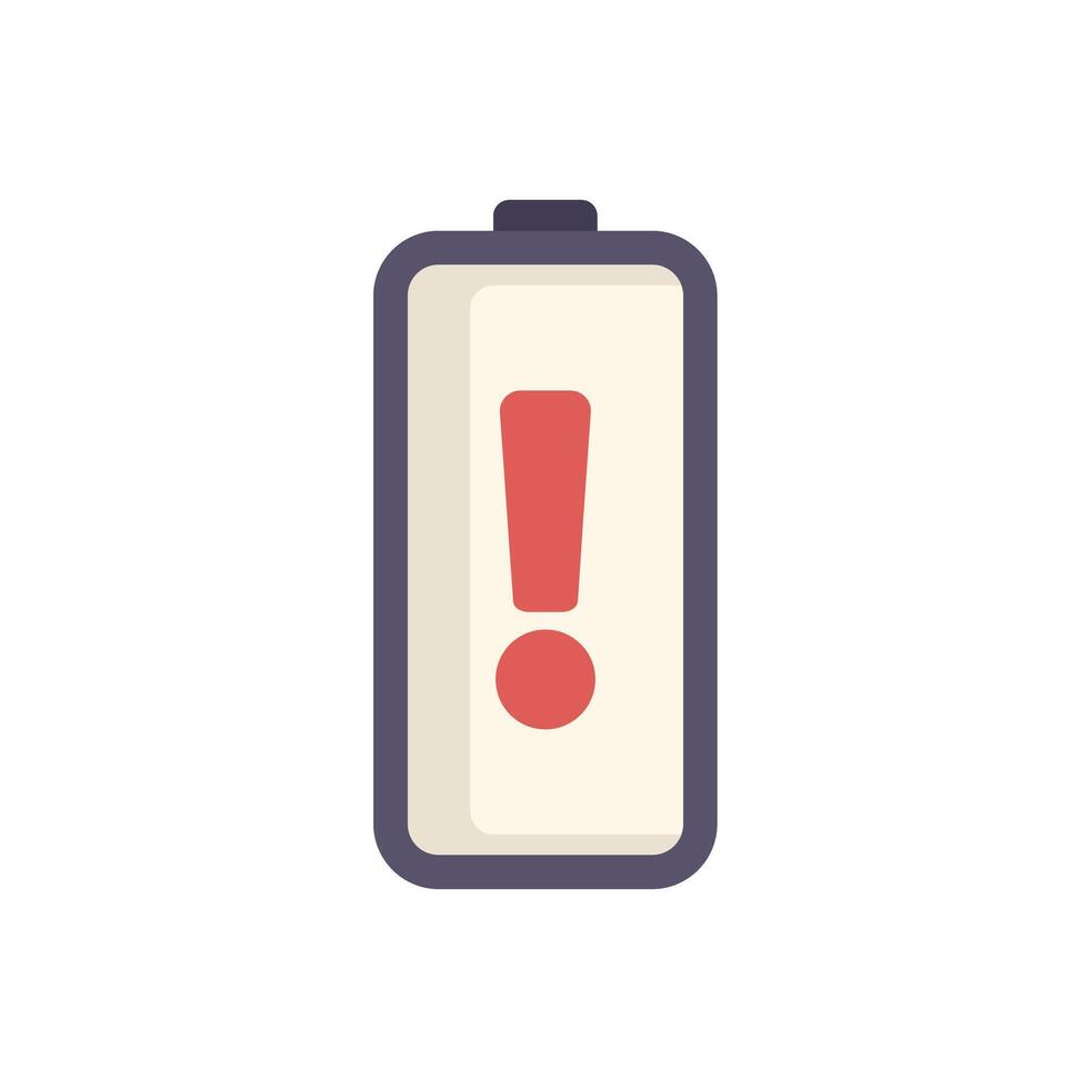 Battery showing warning sign with exclamation point vector