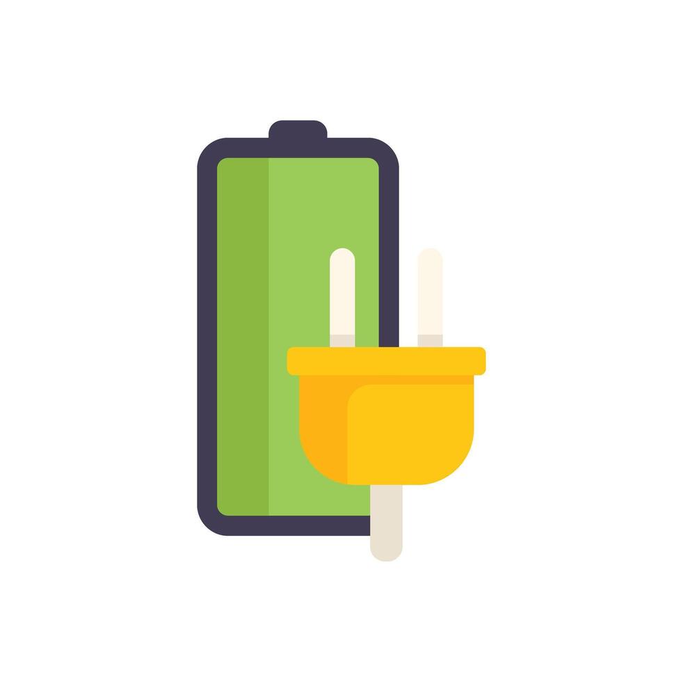Electric plug connecting with a battery showing green energy concept vector