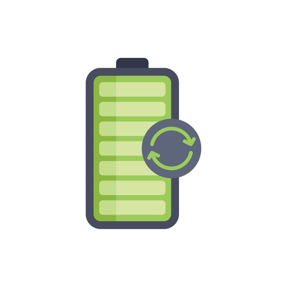 Green battery icon showing renewable energy source vector
