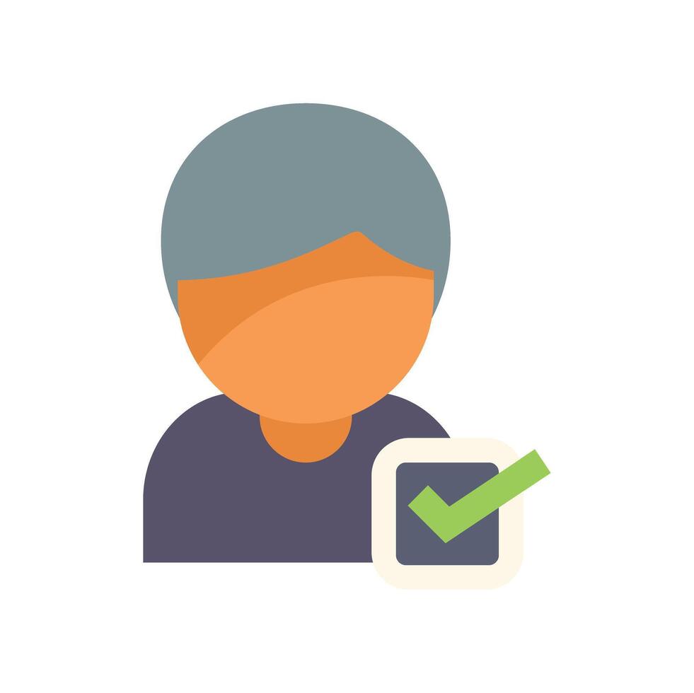 Person being selected with check mark in checkbox icon vector