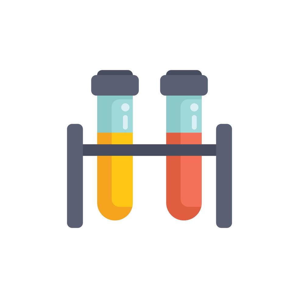 Laboratory test tubes holding liquid substance on a rack vector