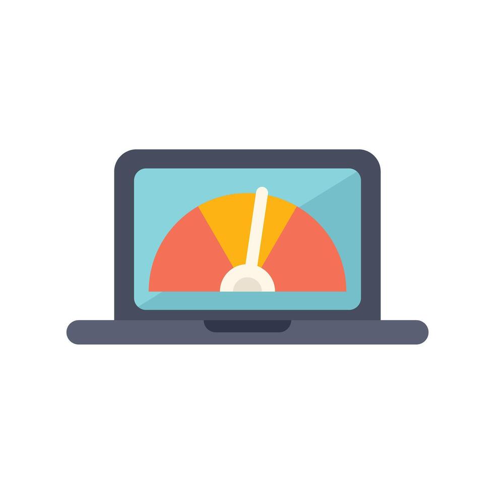 Laptop showing speedometer monitoring performance vector