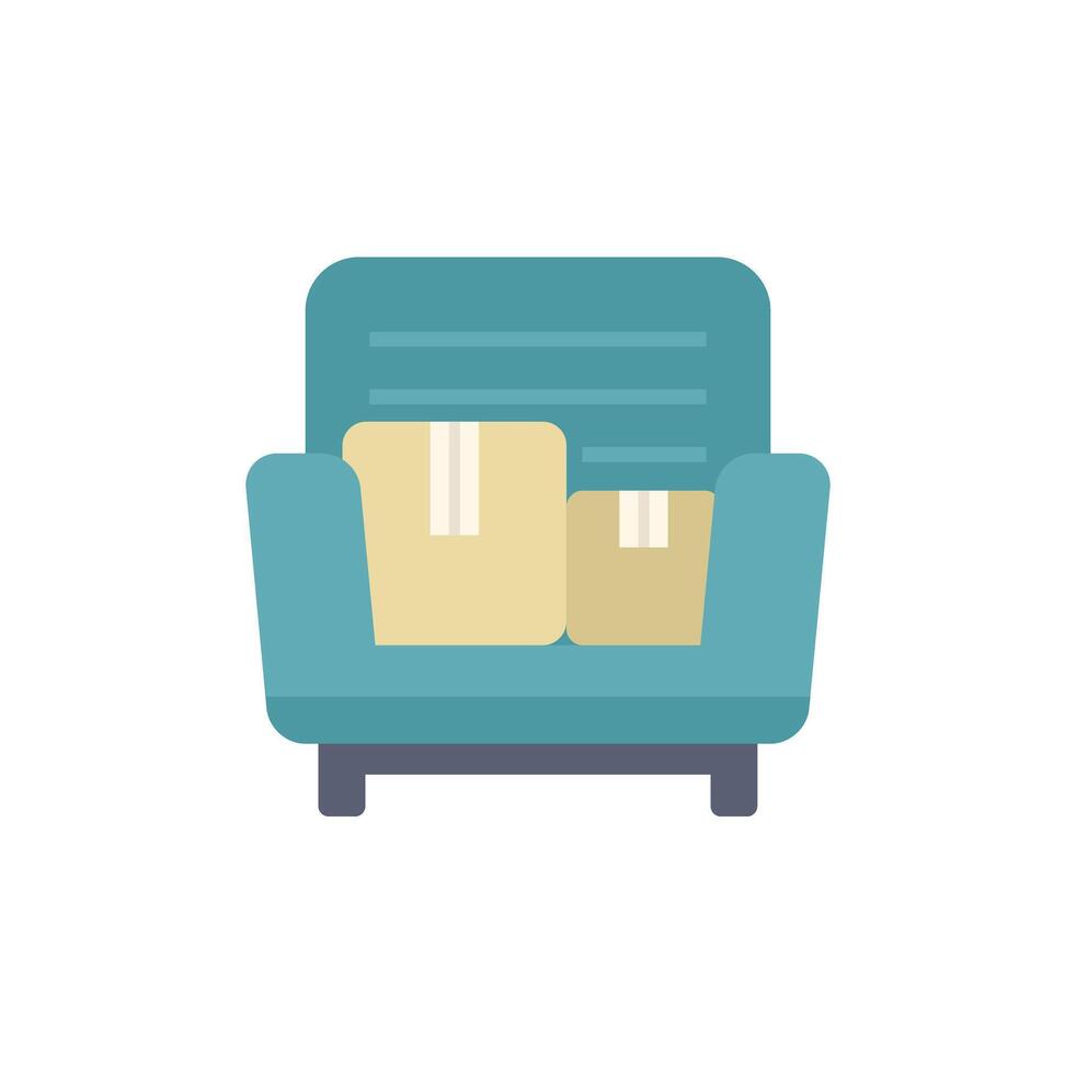 Armchair with cardboard boxes over representing moving house concept vector