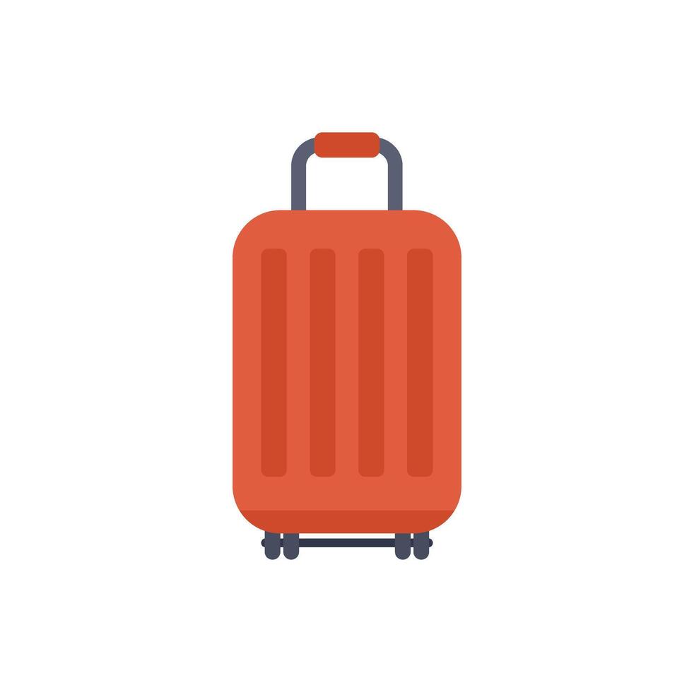 Orange suitcase standing upright waiting for travel vector