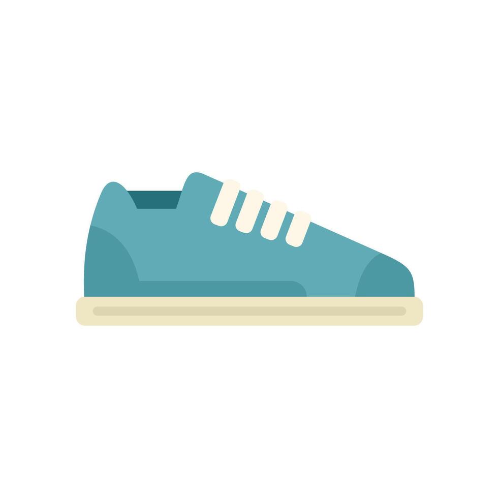 Blue sneaker shoe with white sole and laces side view flat style icon vector