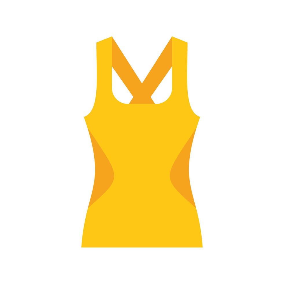 Yellow sleeveless sports top with crossed straps icon showing clothes for fitness vector
