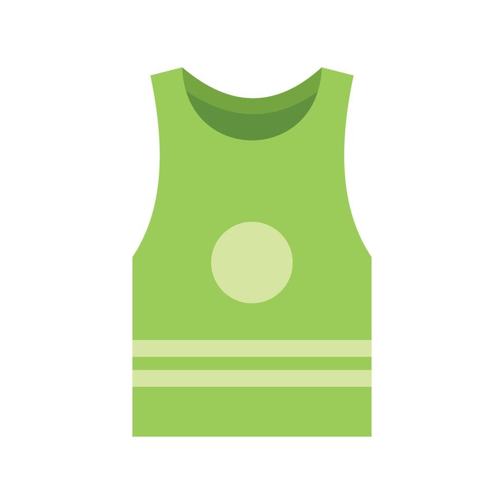 Green sleeveless shirt with round label template presenting sporting design vector