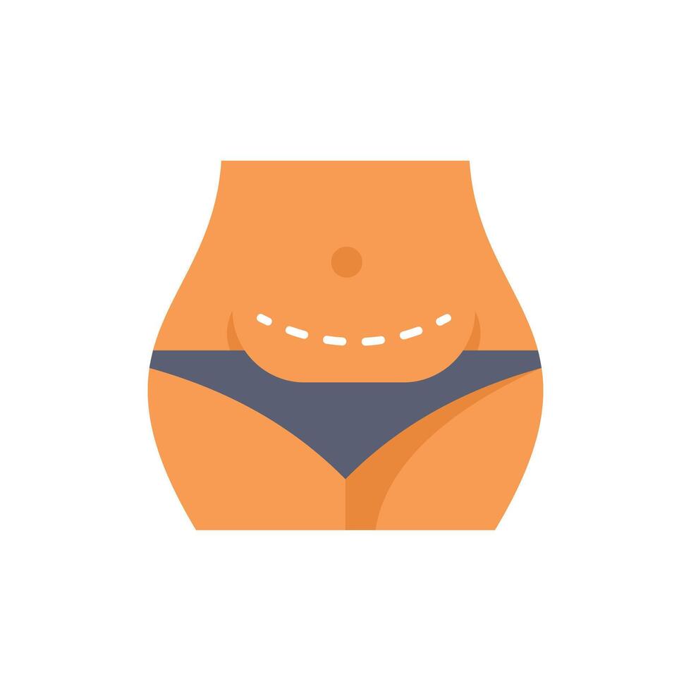 Woman body showing scar after cesarean section surgery vector