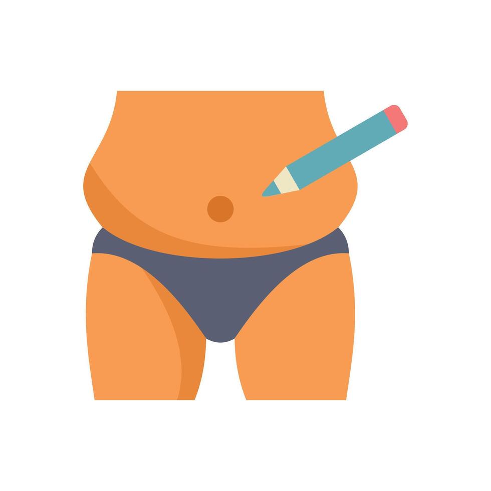 Surgeon marking obese patient for liposuction surgery vector