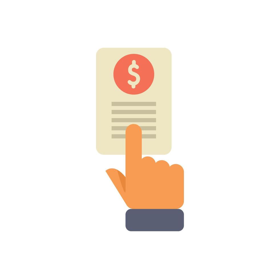 Businessman pointing at invoice for payment in flat design style vector