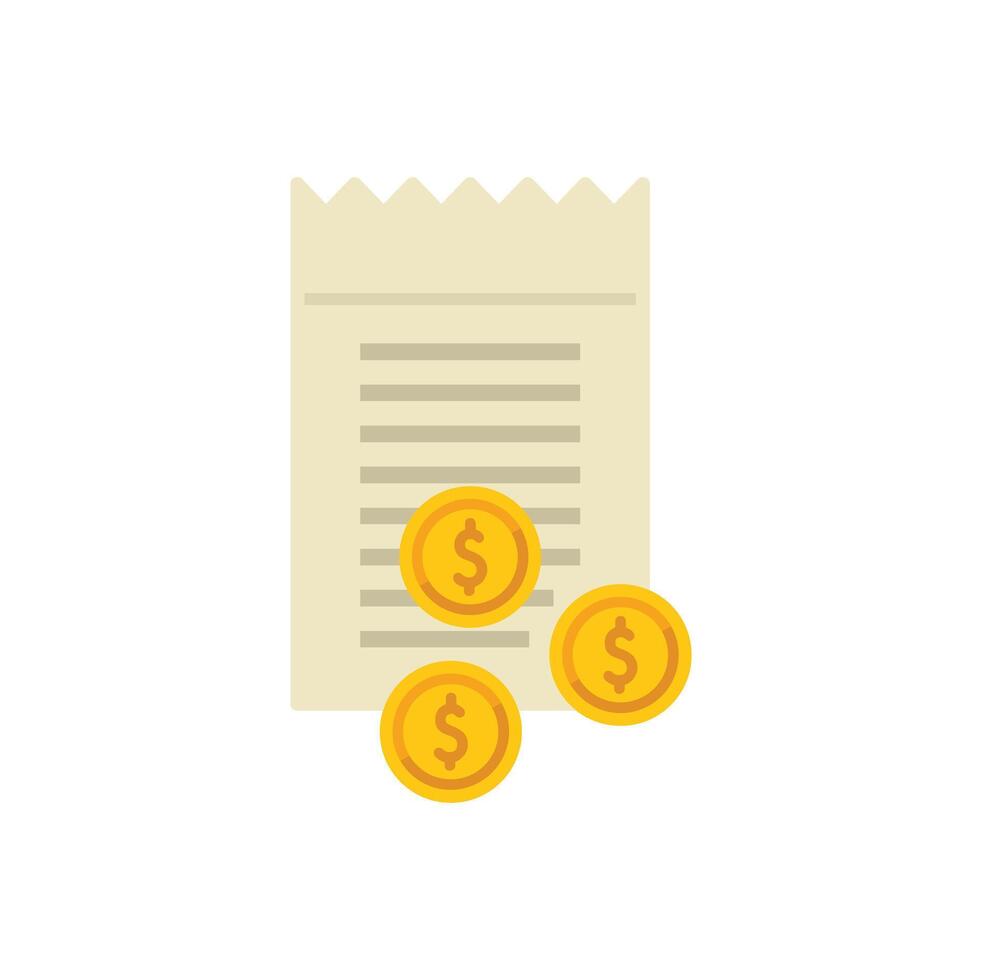 Finance management concept with receipt and coins showing payment vector
