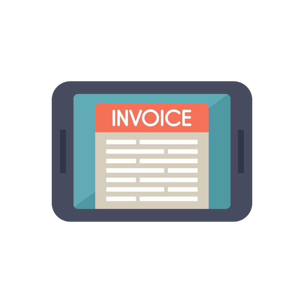 Digital invoice displaying on tablet screen for online payment vector