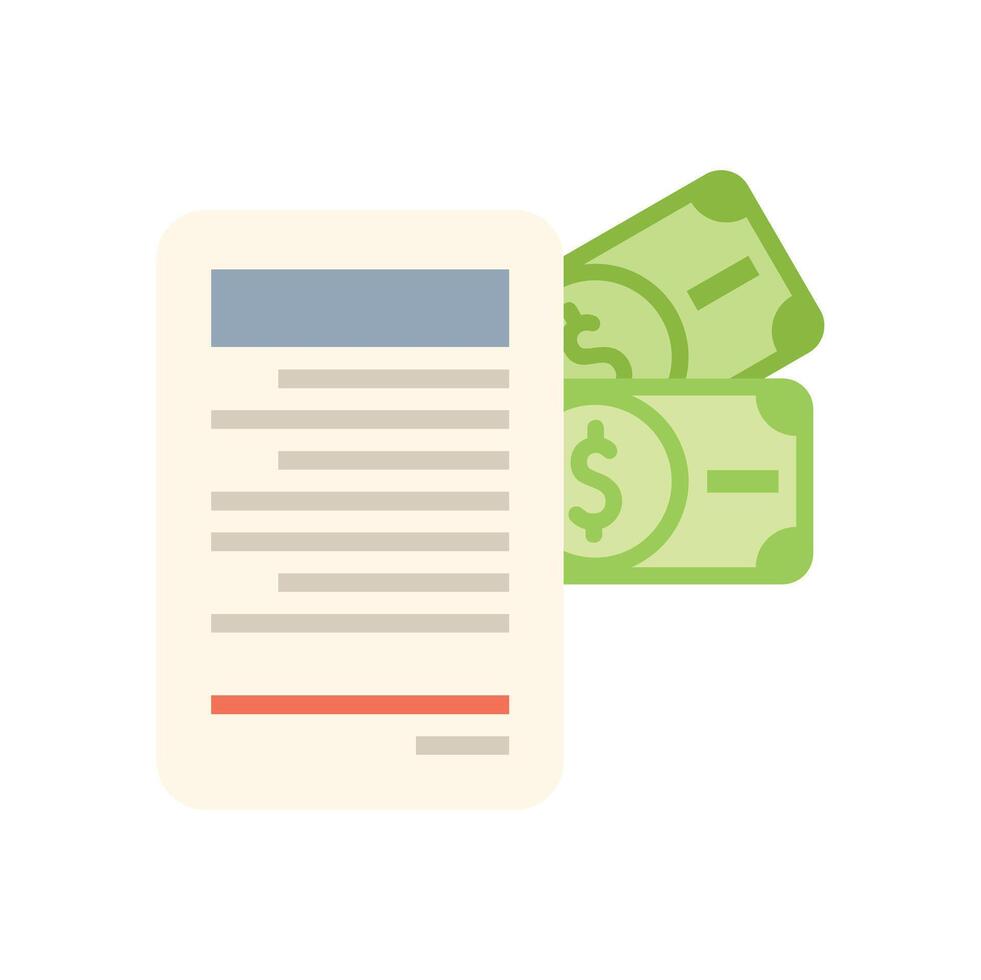Document with money bills representing successful business deal vector