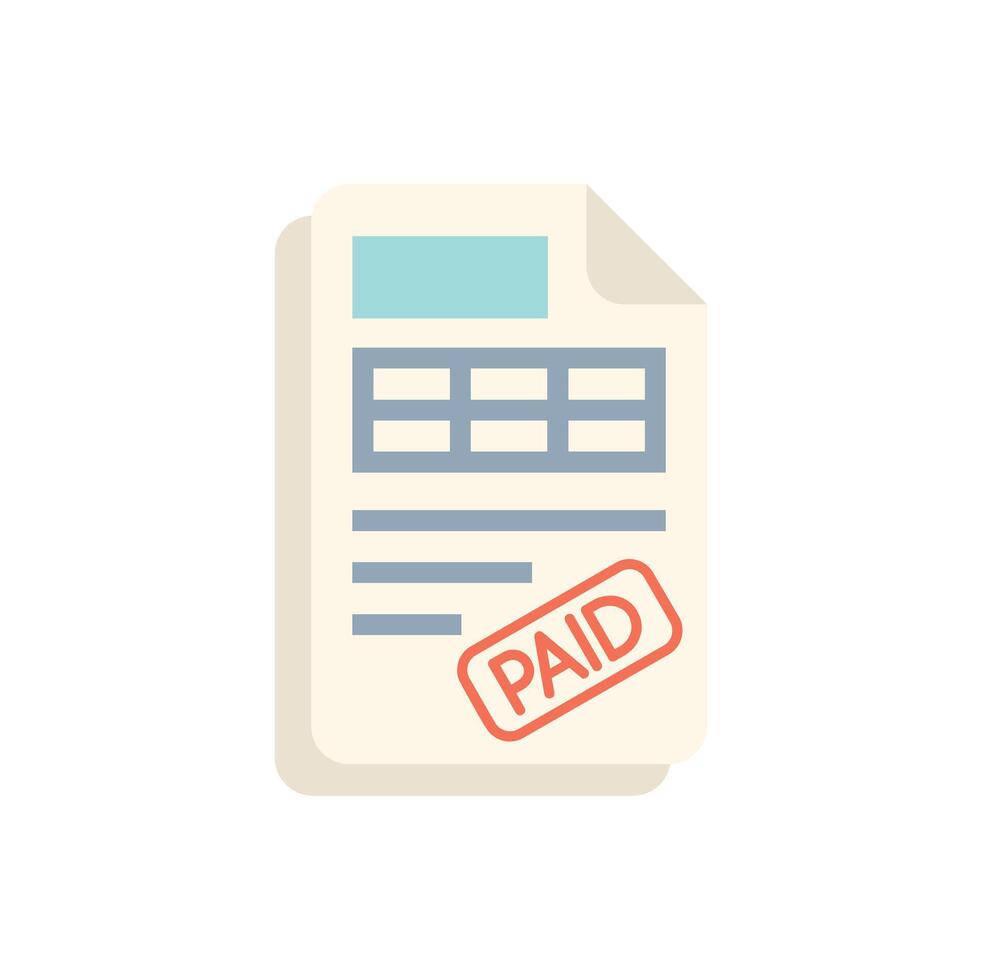 Paid invoice document with stamp, financial transaction concept vector