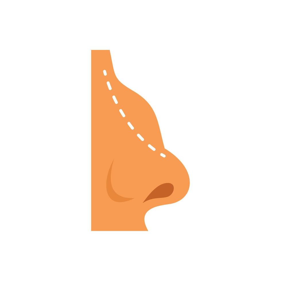 Human nose after plastic surgery with markings showing correction lines vector