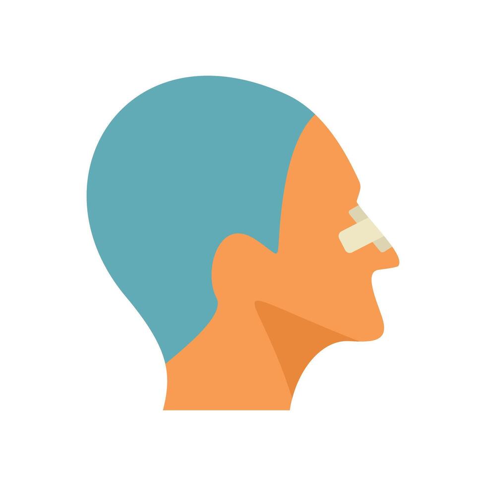 Patient recovering after rhinoplasty surgery wearing a nasal splint vector