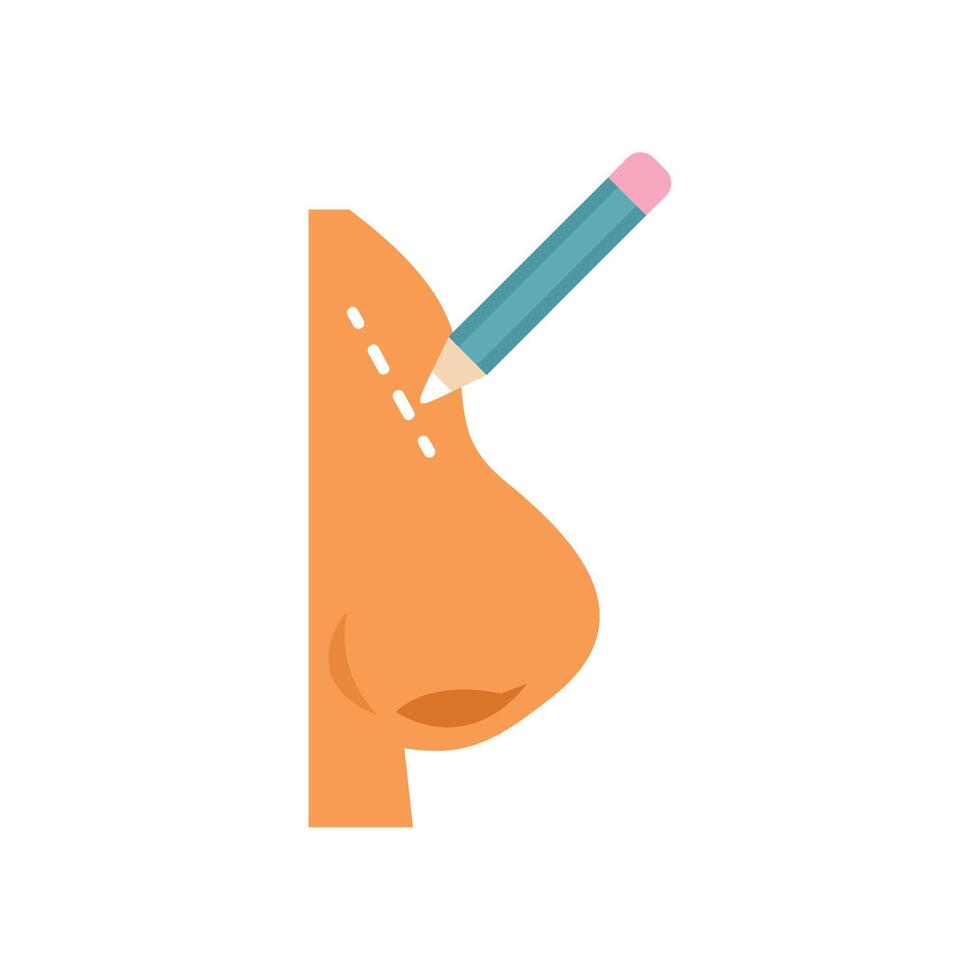 Pencil drawing a dotted line on a nose representing rhinoplasty vector