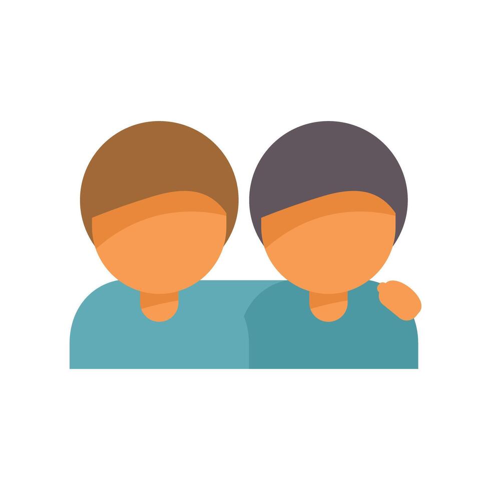 Two male friends putting arms around each other vector