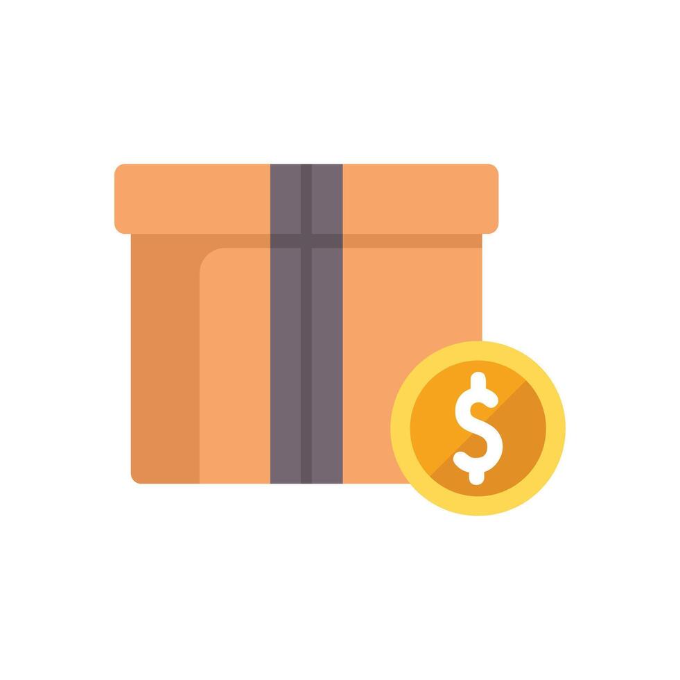 Cardboard box with dollar coin representing online shopping cost vector