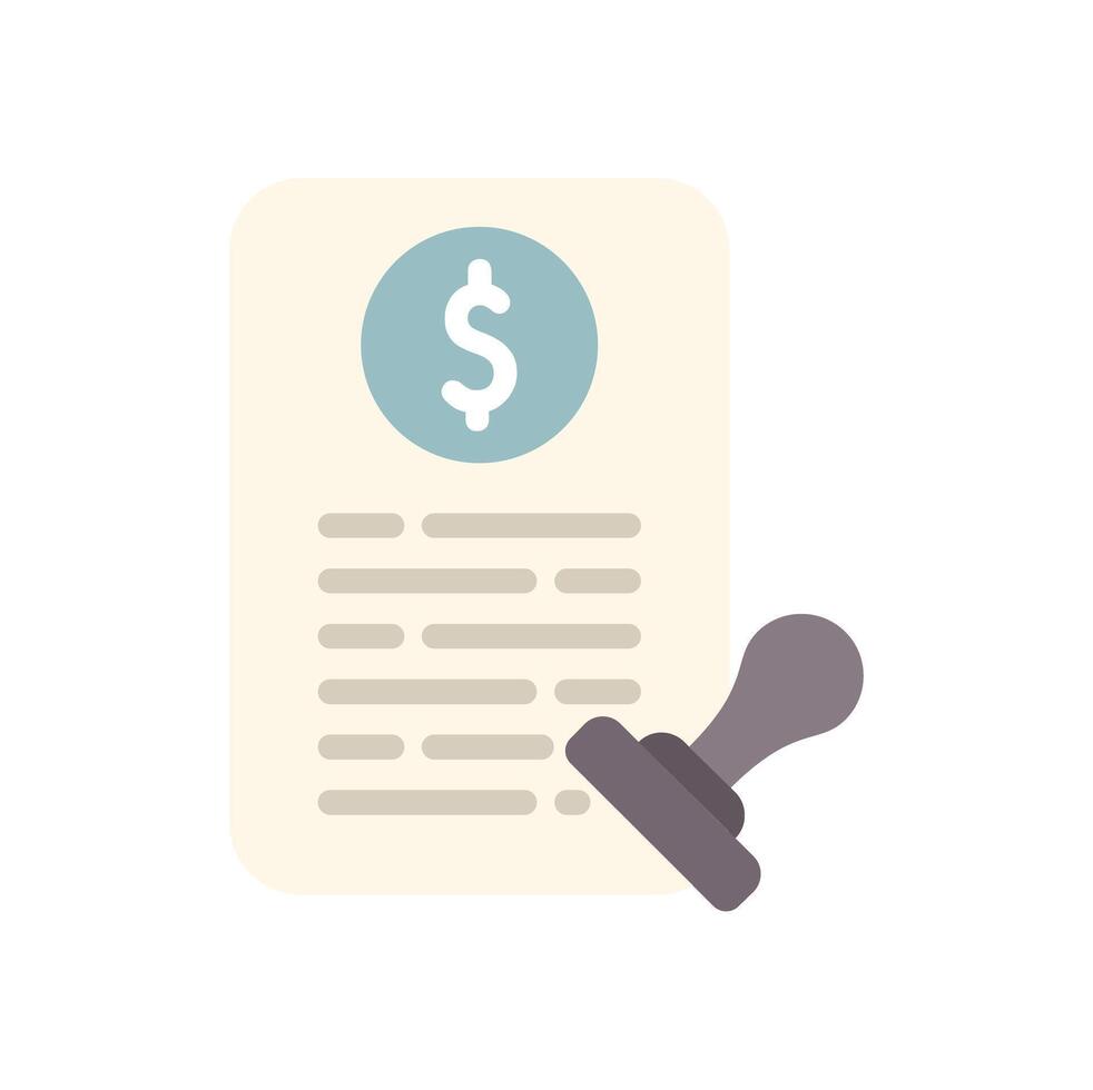 Notary public approving financial document with stamp icon vector