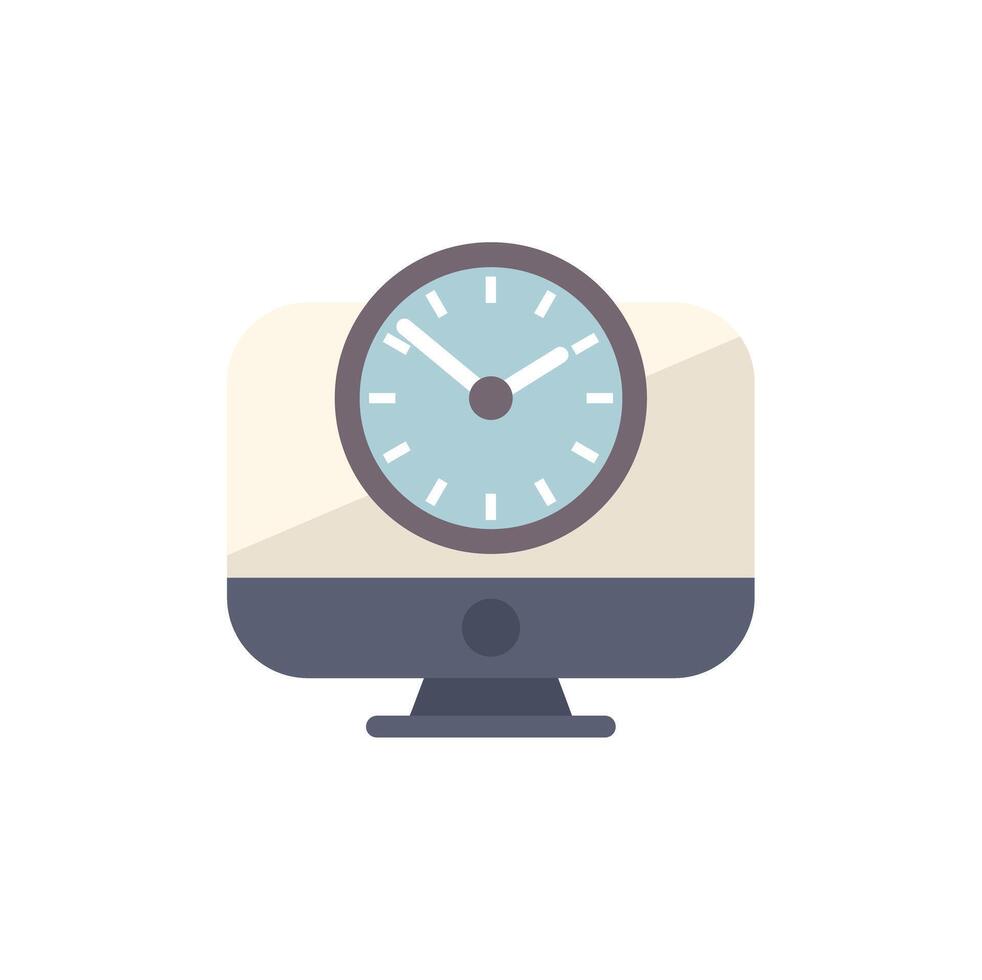 Clock displaying on a computer screen for time management concept vector