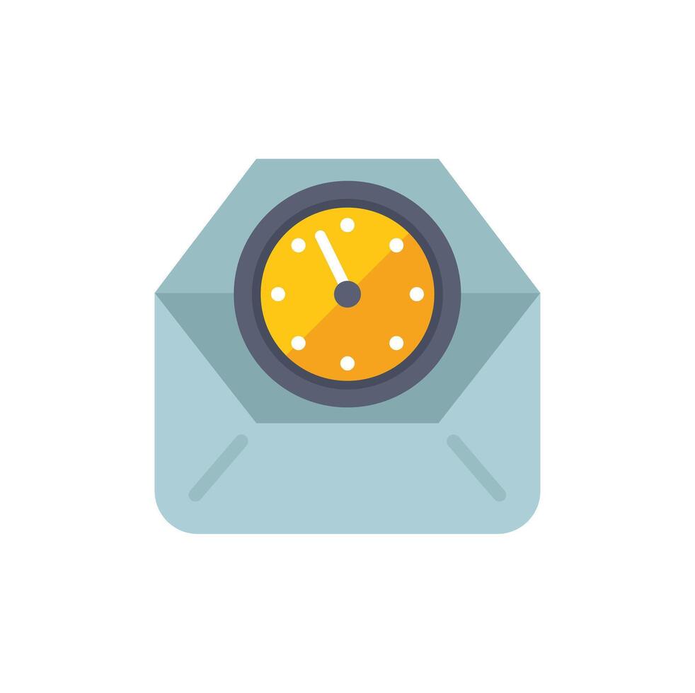 Opened email envelope containing a clock showing fast delivery time vector