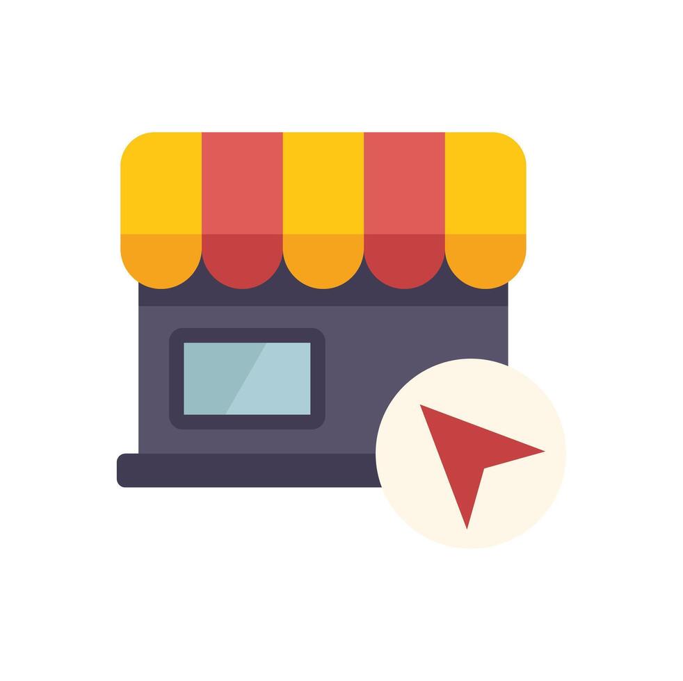 Location pin pointing at a store building vector