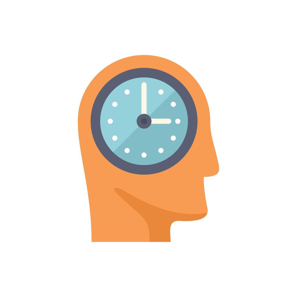 Human head with clock thinking about time management vector