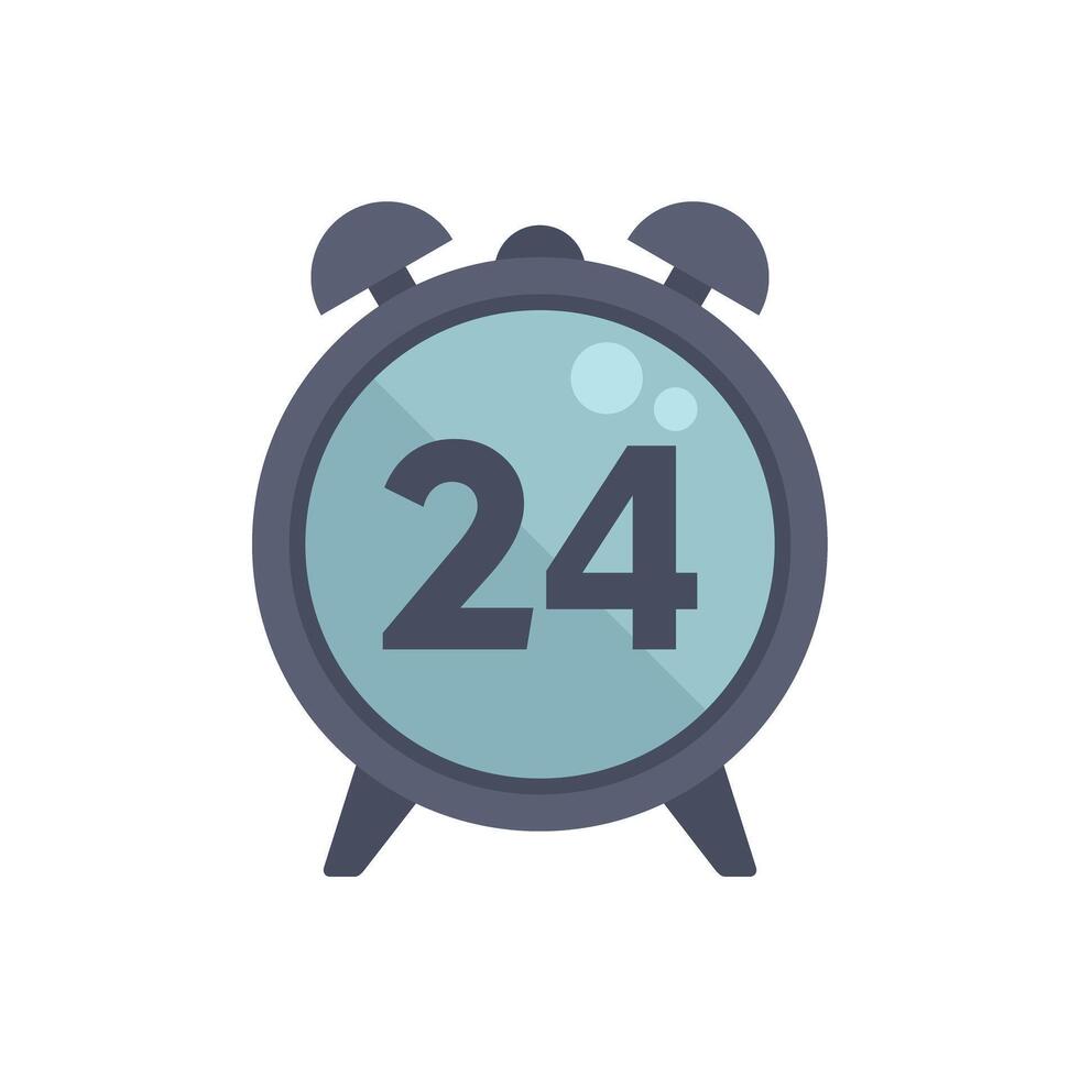 Alarm clock showing 24 hours for 24 7 service concept vector