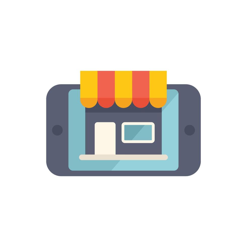Online shop application displaying on smartphone screen for e commerce business vector
