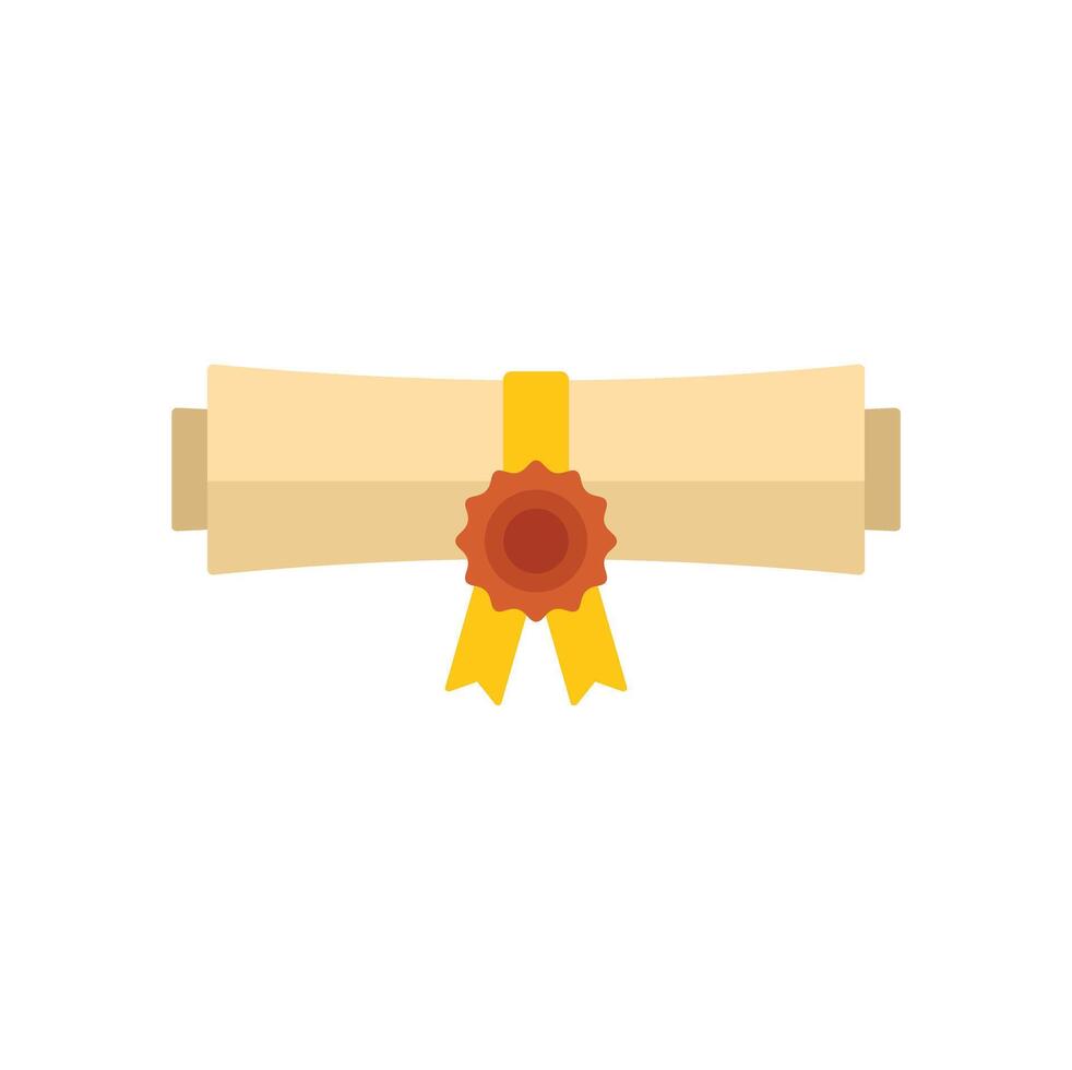 Diploma scroll with yellow ribbon and wax seal representing graduation ceremony vector