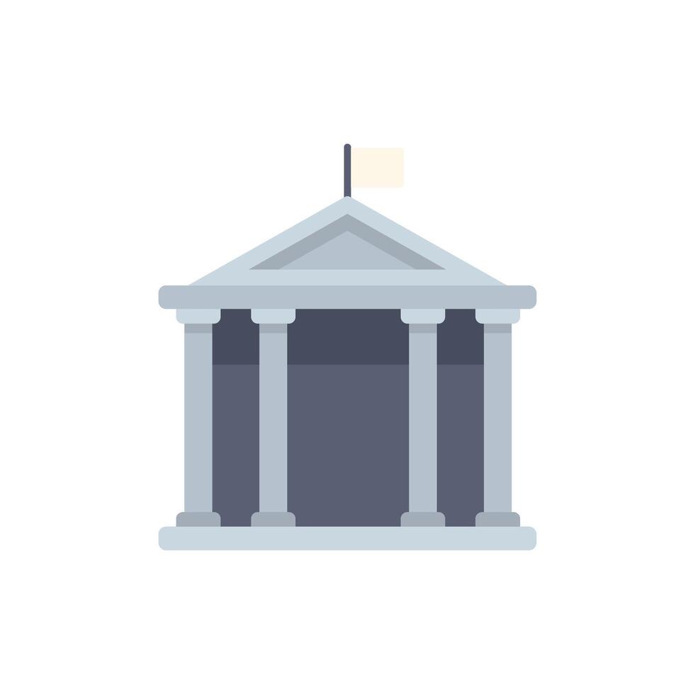Government building with columns and flag flying high vector