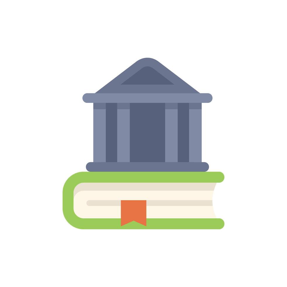 Courthouse building standing on a law book with bookmark icon vector