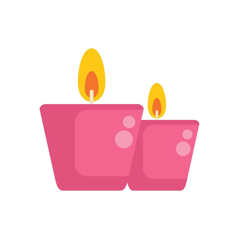 Two pink burning aromatic candles creating romantic atmosphere vector
