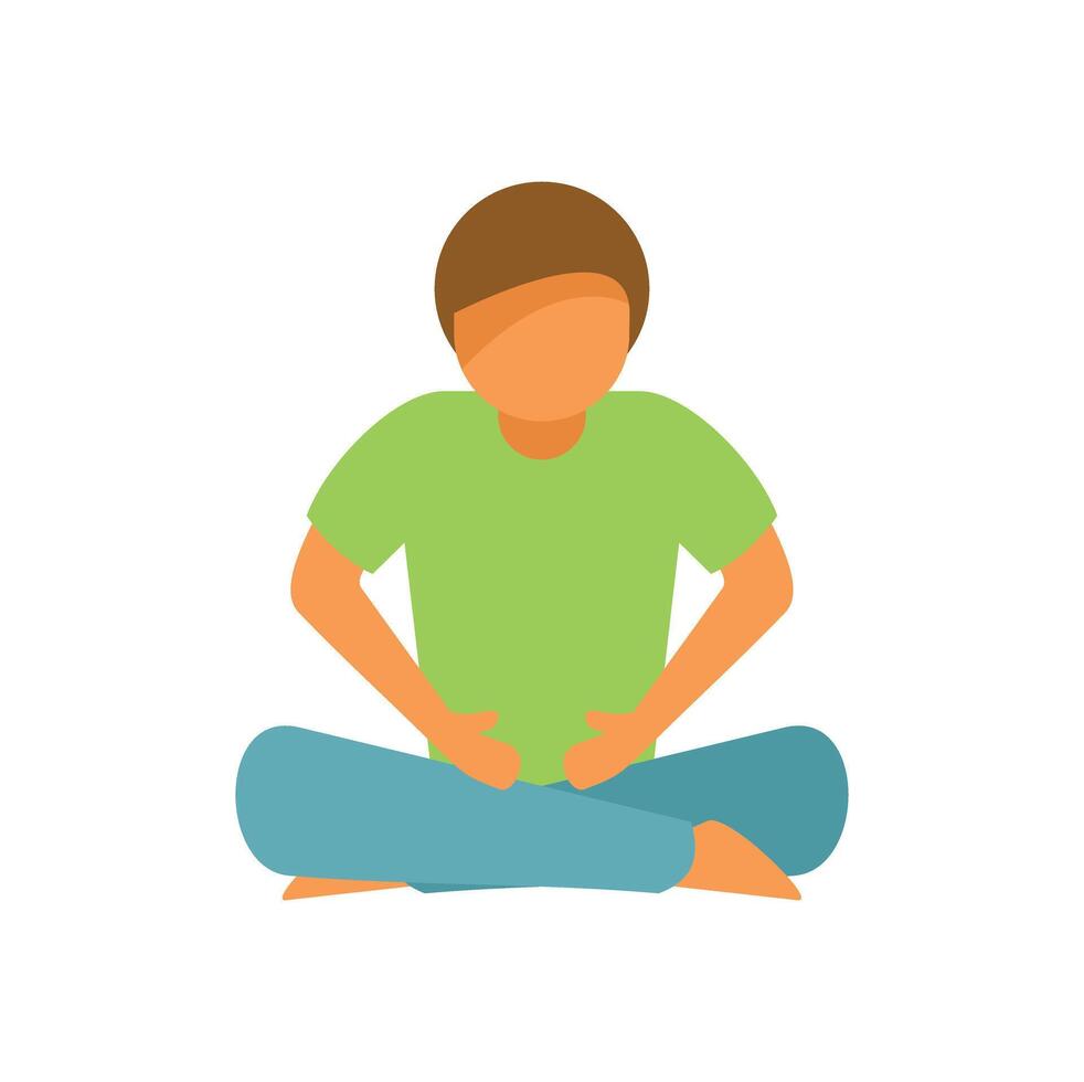 Young man practicing yoga meditation exercise vector