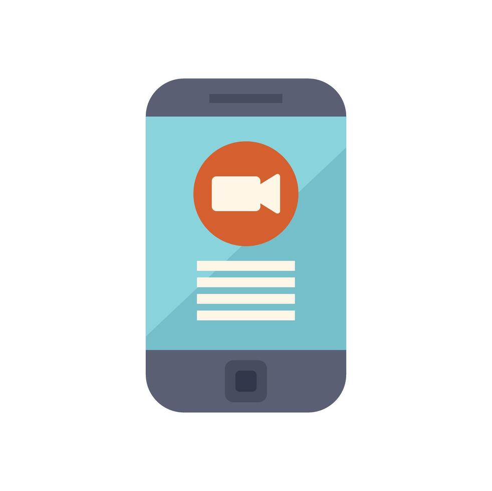 Smartphone showing video call interface on screen vector