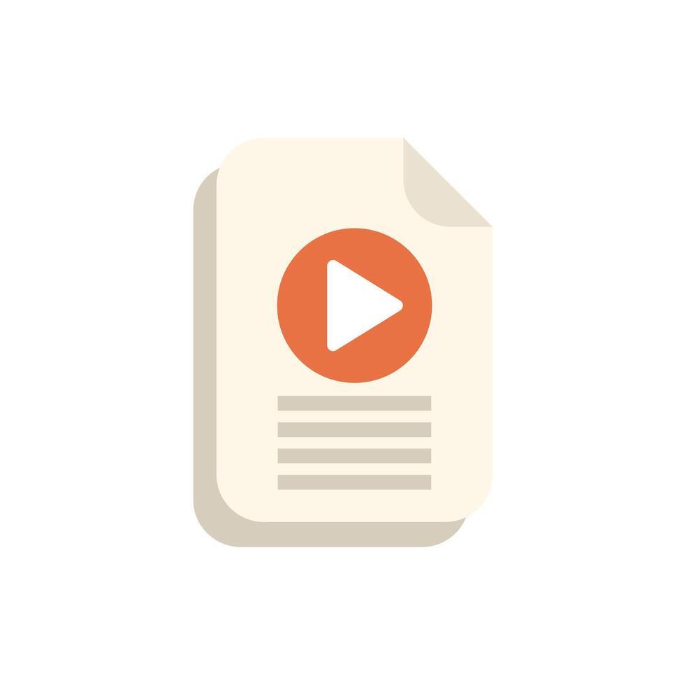 Document with play button showing video file icon vector