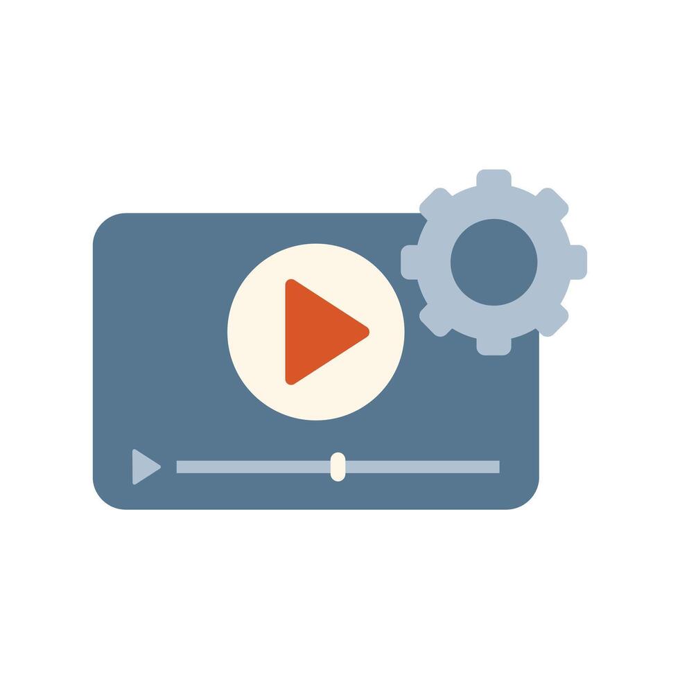 Video player with settings gear showing video marketing concept vector