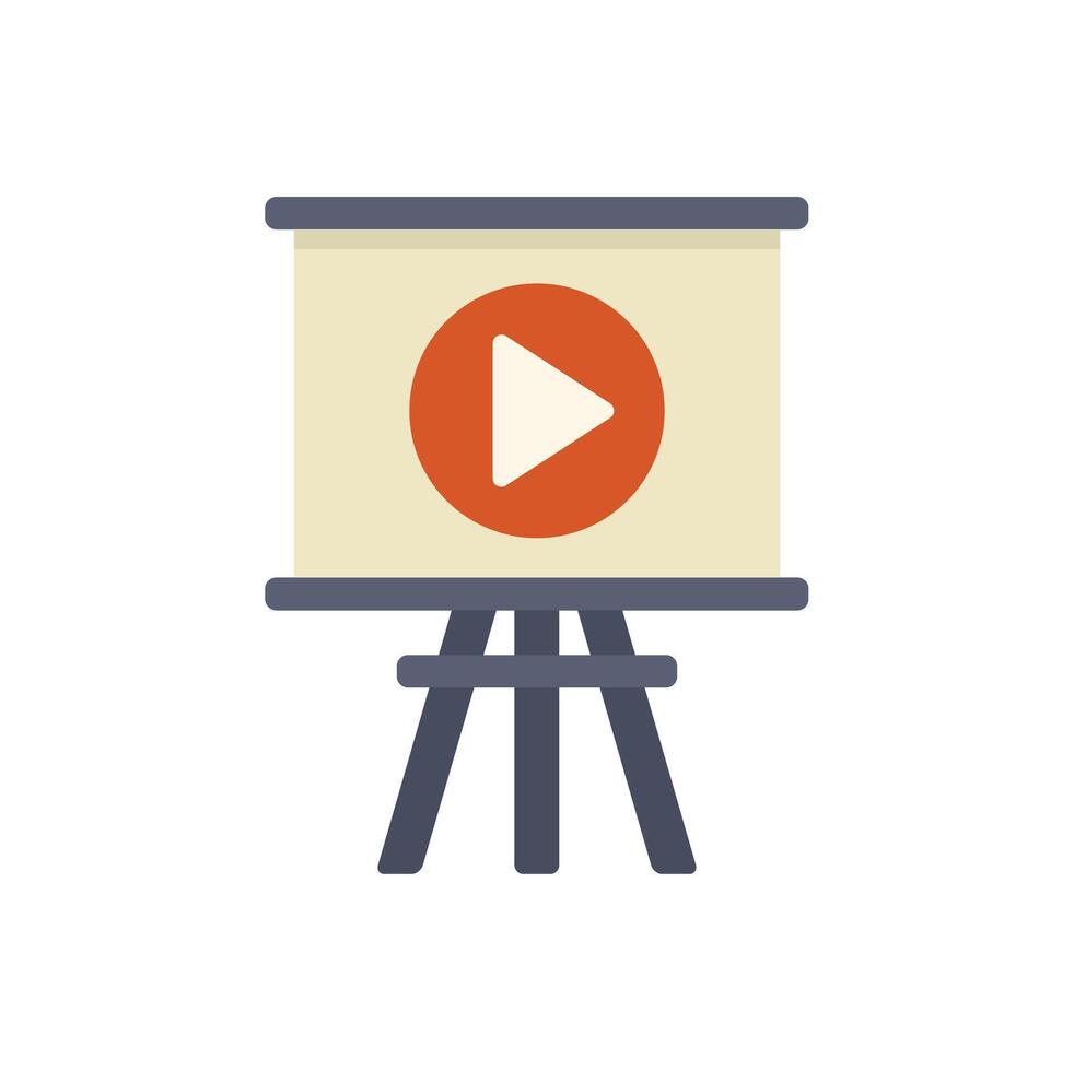 Video player interface on projection screen standing on tripod vector