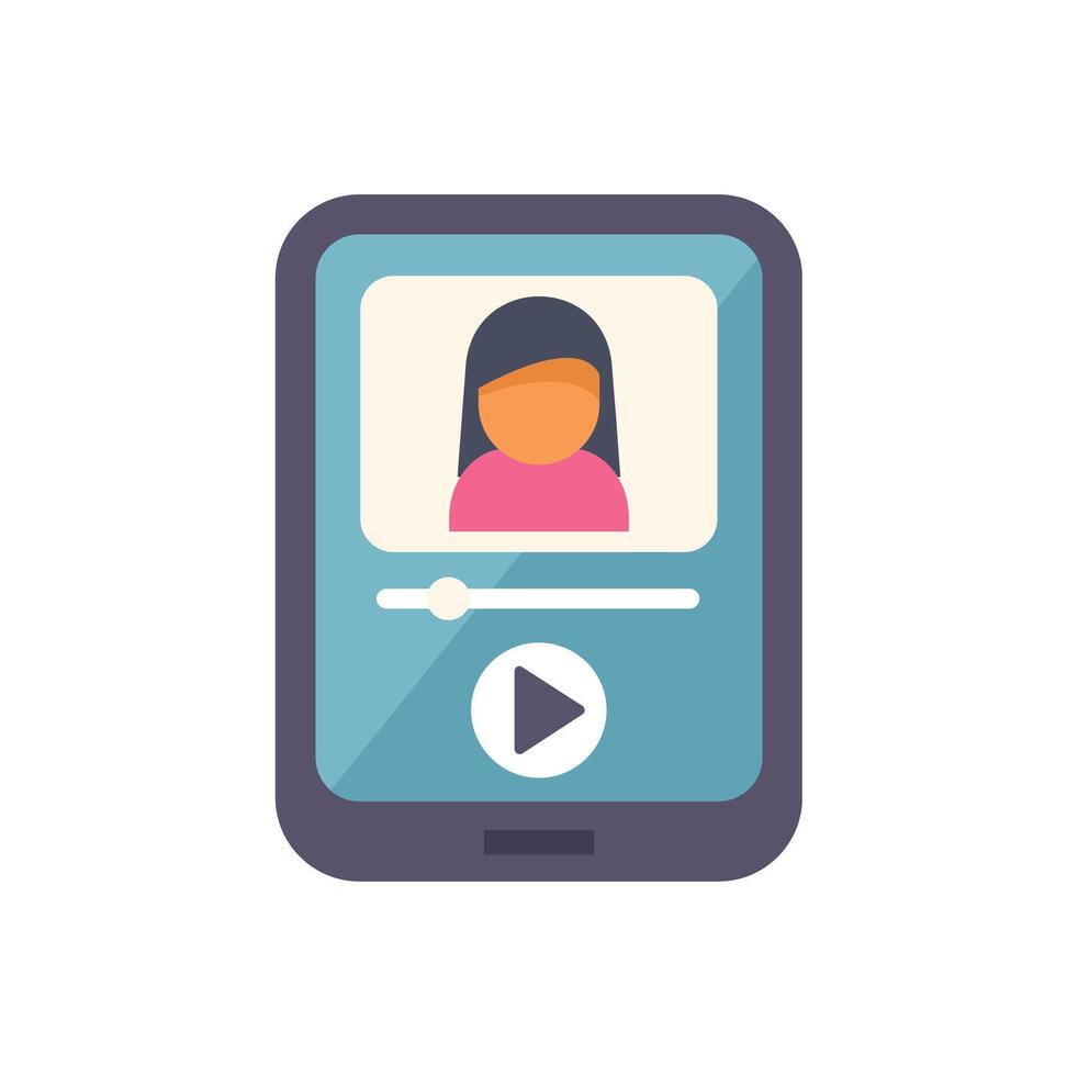 Woman giving online interview on smartphone screen vector