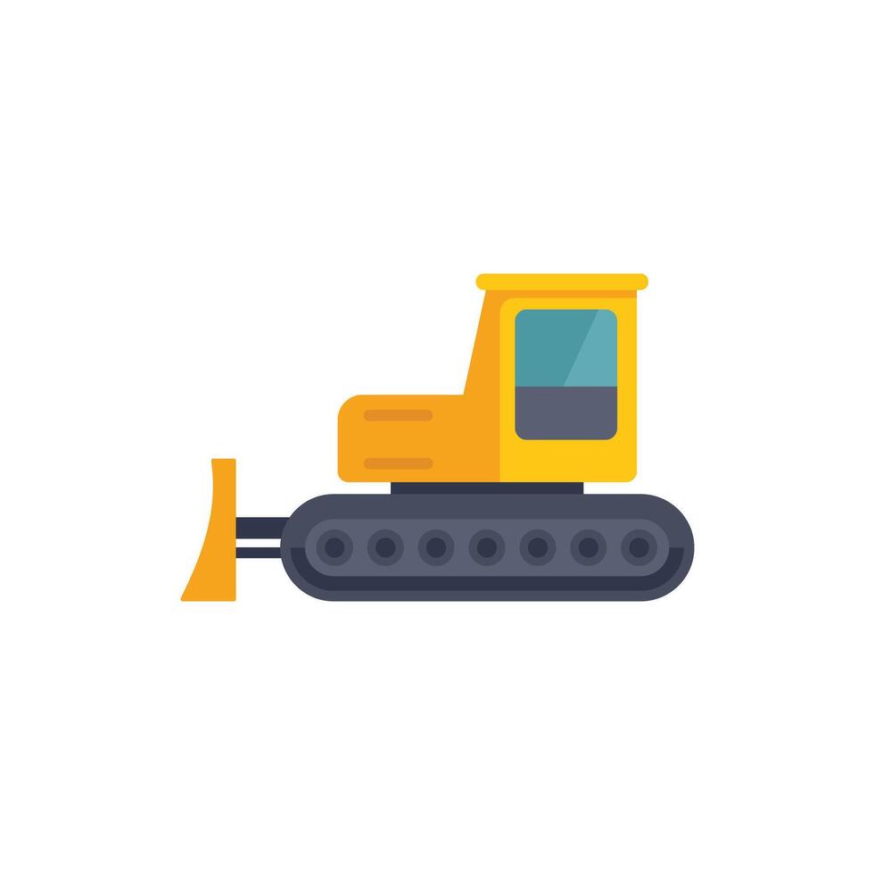 Yellow bulldozer pushing with its shovel on a construction site vector
