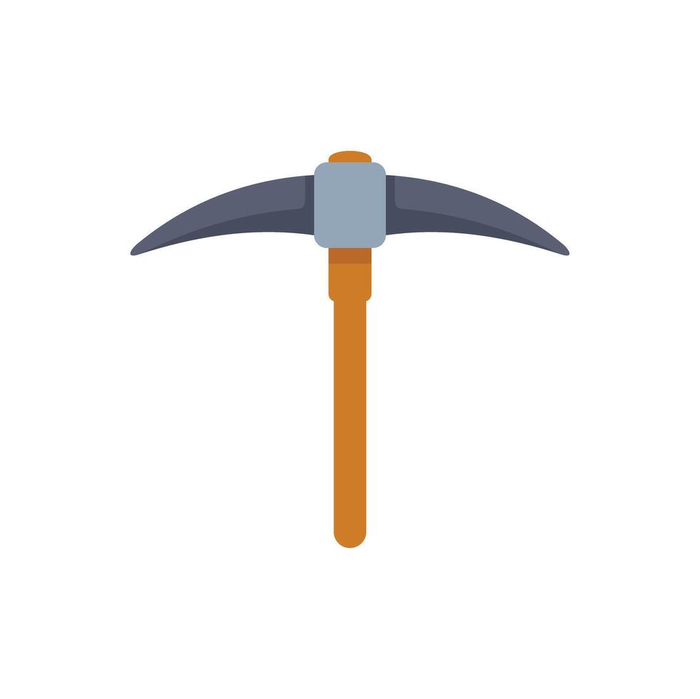 Pickaxe mining tool with wooden handle for extracting minerals vector