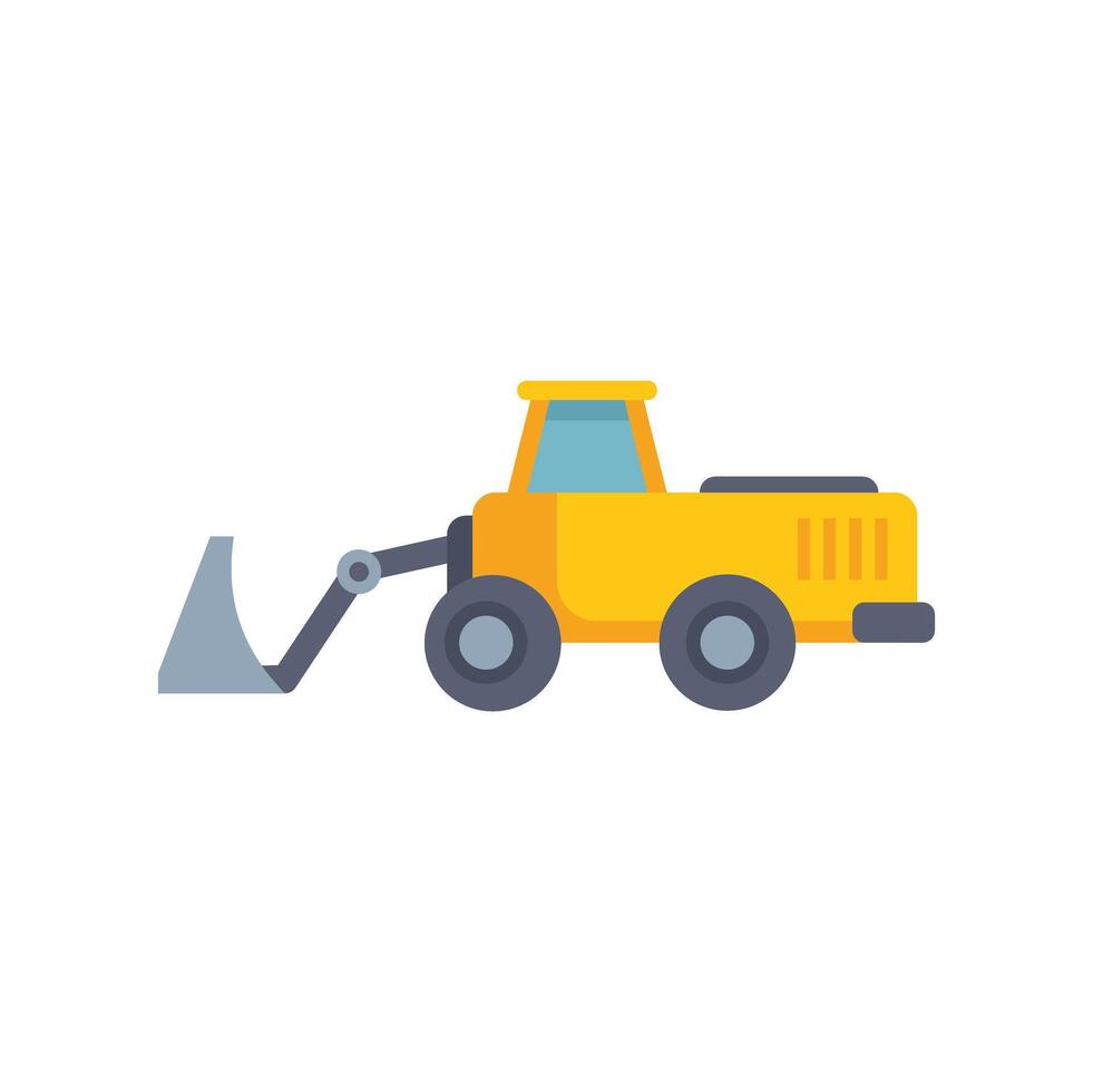 Yellow bulldozer excavating with its front shovel, a construction icon vector
