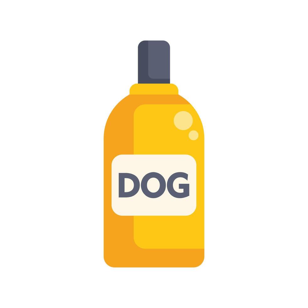 Yellow plastic bottle containing dog shampoo vector