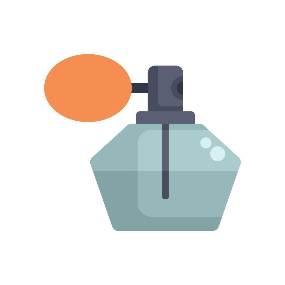 Vintage perfume bottle with atomizer pump spraying fragrance vector