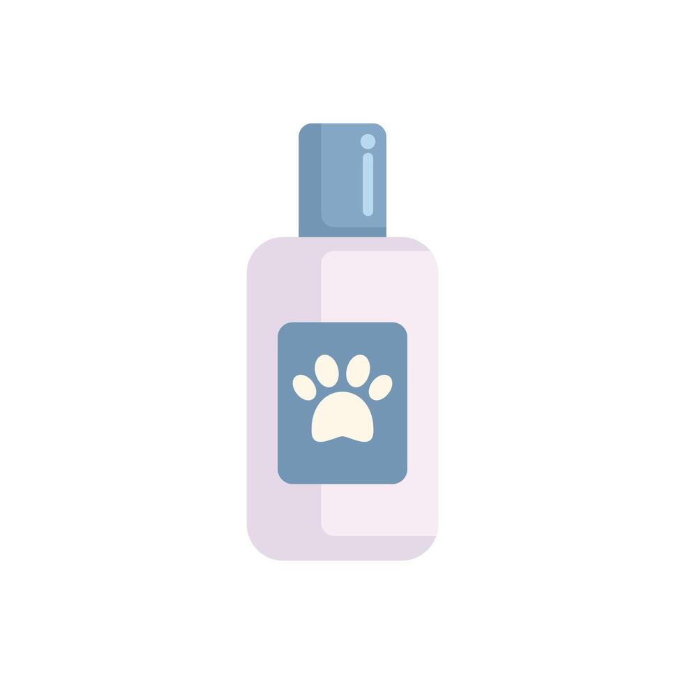 White plastic bottle showing paw print for pet shampoo vector